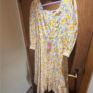 Ivy City Co Yellow and Orange Floral Dress